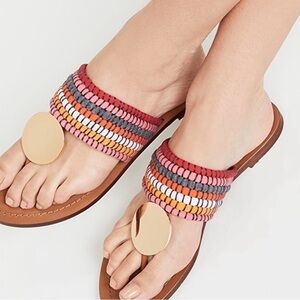 Tory Burch Patos Disc Sandal, Poppy Multi Color Women's Sandals | Size 8